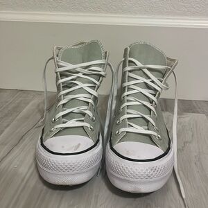 Sage green platform converse